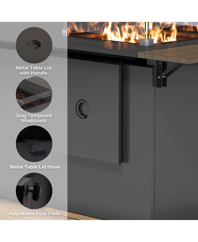 Boyel Living 64" Iron Foldable Fire Pit Table with Storage – Fire Pit Table