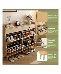 gaomon Oak Slim Freestanding Shoe Cabinet