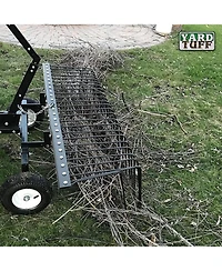 Yard Tuff 72" Pine Straw Atv Tow Behind Steel Landscape Rake w/Wheels & Handle