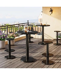 Tribesigns 39.4" H Round Bar Table and Chairs Set, Modern Black Bistro Pub Table with 2 Barstools, Wooden Counter Height Cocktail Table
