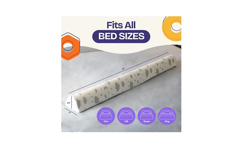 ComfyBumpy Toddler Foam Bed Rail for Toddlers, Portable Bed Bumper For Twin, Full, Queen, and King Beds, 1 Pack