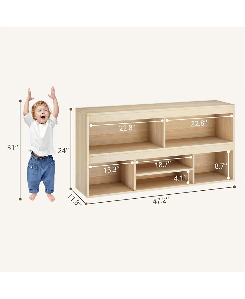 gaomon Wooden Kids Dollhouse Bookcase with Drawer & Toy Storage Organizer