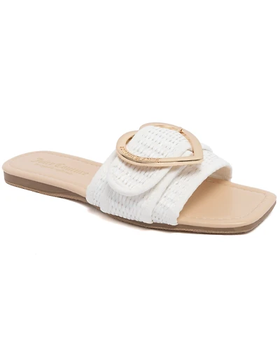 Juicy Couture Women's Zapphire Heart Buckle Slide Flat Sandals