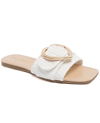 Juicy Couture Women's Zapphire Heart Buckle Slide Flat Sandals