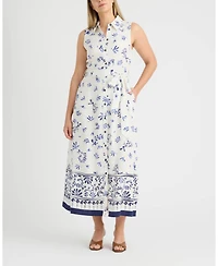 Ellen Tracy Women's Sleeveless Belted Challis Dress