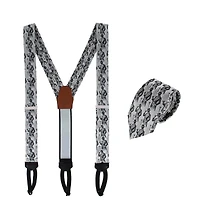 Trafalgar Men's Ambrose Dapper Night Silk Formal End Suspenders and Necktie Set