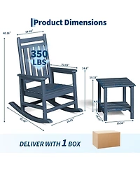 gaomon Hdpe Rocking Chair Outdoor Set of 2 with Side Table