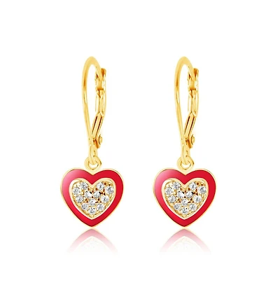 Chanteur Girls 18K Gold Plated Heart Hypoallergenic Earrings with Sterling Silver Lever backs