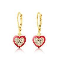 Chanteur Girls 18K Gold Plated Heart Hypoallergenic Earrings with Sterling Silver Lever backs