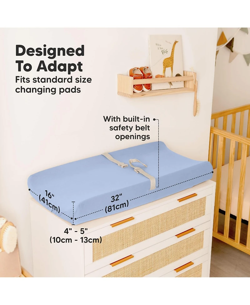 KeaBabies 2pk Soothe Changing Pad Covers for Girl, Boy, Soft Cotton Contoured Diaper Table