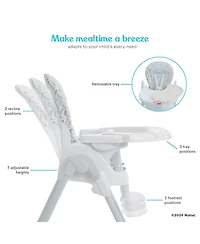 Dream On Me Baby Fisher Price Tiny Bites highchair one-click fold, 7 heights, 2 reclines, removable dishwasher-safe tray, lightweight and space-saving