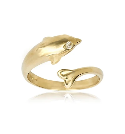 Curata Jewelry Solid 10K Gold Adjustable Nautical Dolphin toe ring toe ring