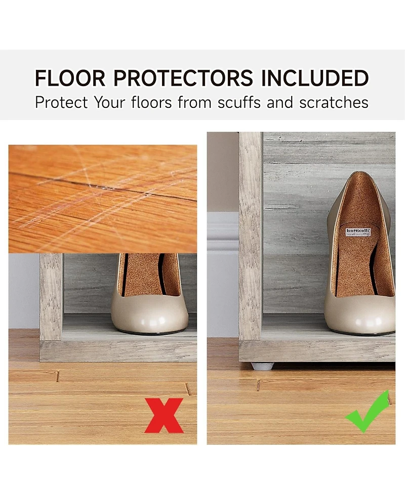 gaomon Gray 41" Padded Seat Shoe Storage Bench