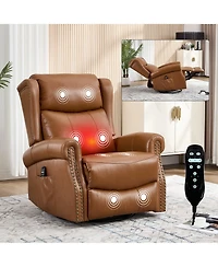 Clihome Manual Recliner Chair Heat Massage with Rocker and Swivel