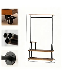 Yigii Heavy Duty Industrial Pipe Garment Rack with Wheels for Home and Office