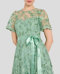 Tahari Asl Women's Short-Sleeve Embroidered Gown