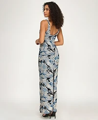 City Studios Women's Sequin Square-Neck Maxi Dress