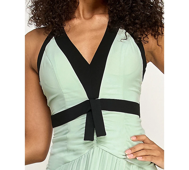 City Studios Women's Halter V-Neck Chiffon Maxi Dress