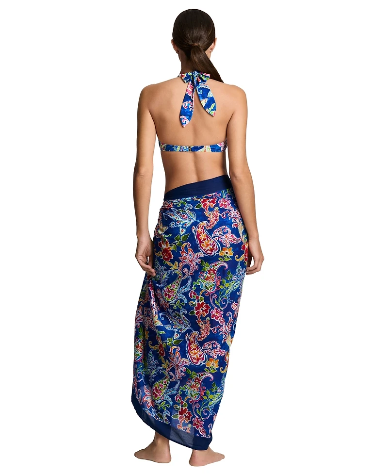 Lauren Ralph Lauren Women's Printed Border Swim Pareo Cover-Up Skirt