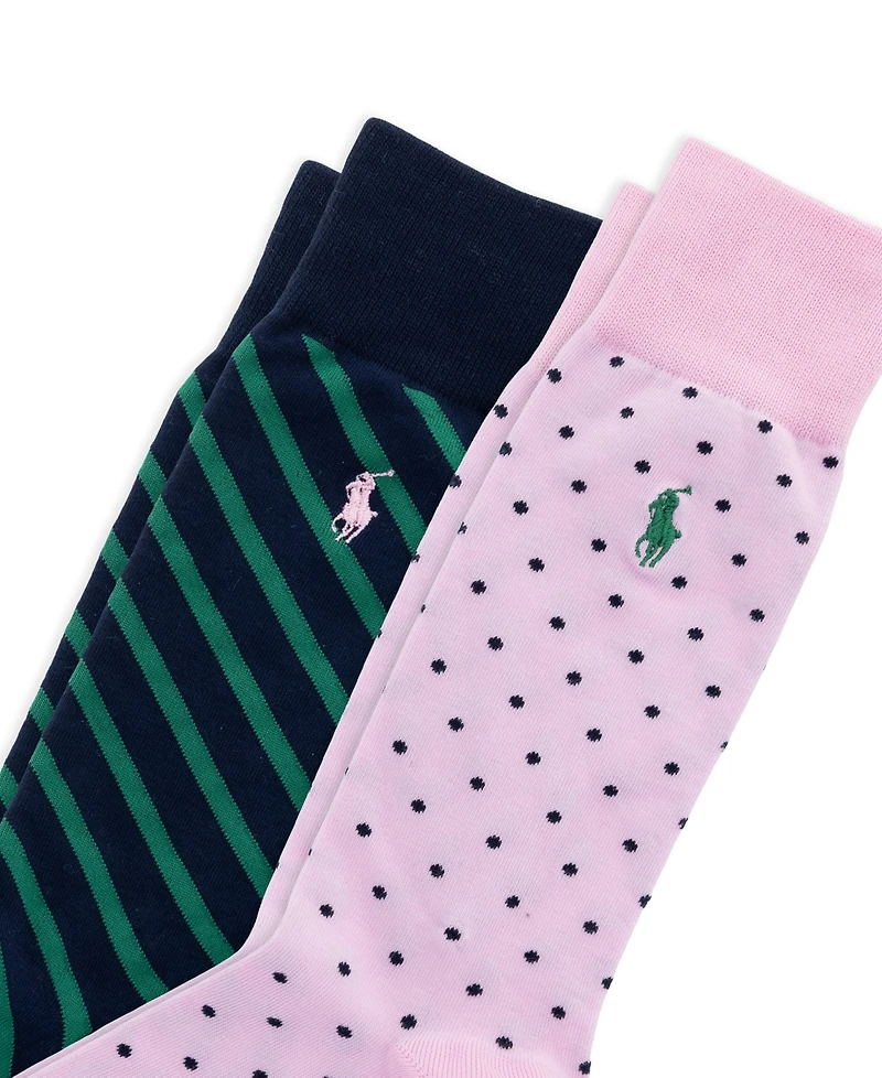 Polo Ralph Lauren Men's Dot & Stripe Slack Socks, 2-Pack
