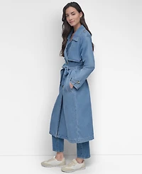 Dkny Jeans Women's Storm Flap Denim Trench Coat