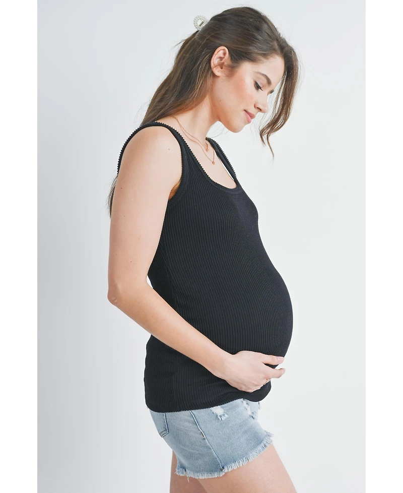 Hello Miz Maternity Square Neck Ribbed Sleeveless Tank Top