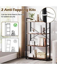 Sugift 4-Tier Bookshelf with Heavy Duty Metal Frame Industrial Display Shelf