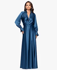 Xscape Women's Collared Long-Sleeve Dress