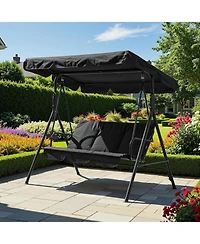 gaomon 3-Person Outdoor Patio Swing Chair with Canopy, Armrests, Breathable Fabric, Porch & Garden Seating, 600 Lbs Capacity
