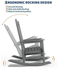 gaomon Poly Lumber Outdoor Rocking Chair, Hdpe High Back Porch Rocker, All-Weather Patio Furniture
