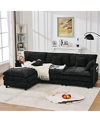 Boyel Living 101.9 Inch Chenille 3-Seater Sofa with Movable Ottoman, Modular Cloud Couch