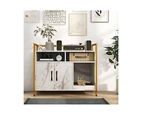 Aostirmotor Hidden Cat Washroom with Double Doors & Scratch Cardboard