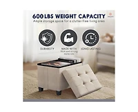 Ornavo Home Small Rectangle Storage Ottoman Foot Stool with Legs
