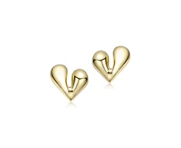 Rachel Glauber Polished Heart Design Stud Earrings in 14K Gold Plated