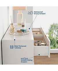 gaomon 8 Drawer Fluted Dresser for Bedroom with Metal Handle, Fluted Wood Tv Stand, Modern Large Dresser for Closet, Living Room and Entryway