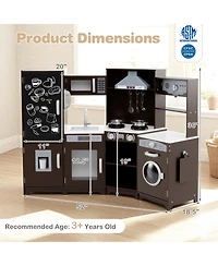 CMecale orner Wooden Play Kitchen with Lights & Sounds, Large Pretend Set for Kids