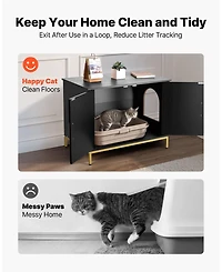Aostirmotor 27.6" Hidden Litter Box Cabinet with Metal Legs & Handle