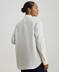 Lauren Ralph Plus 100% Linen Roll-Tab Shirt