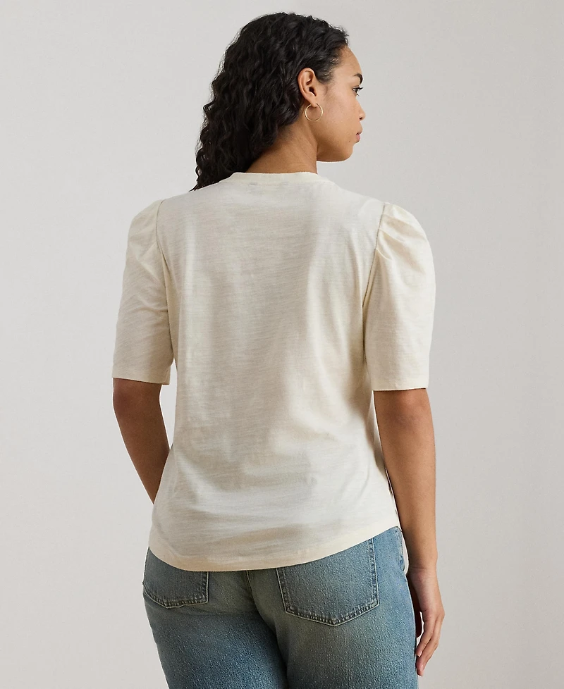 Lauren Ralph Plus Puff-Sleeve Top