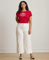 Lauren Ralph Plus Embroidered-Logo Crewneck T-Shirt