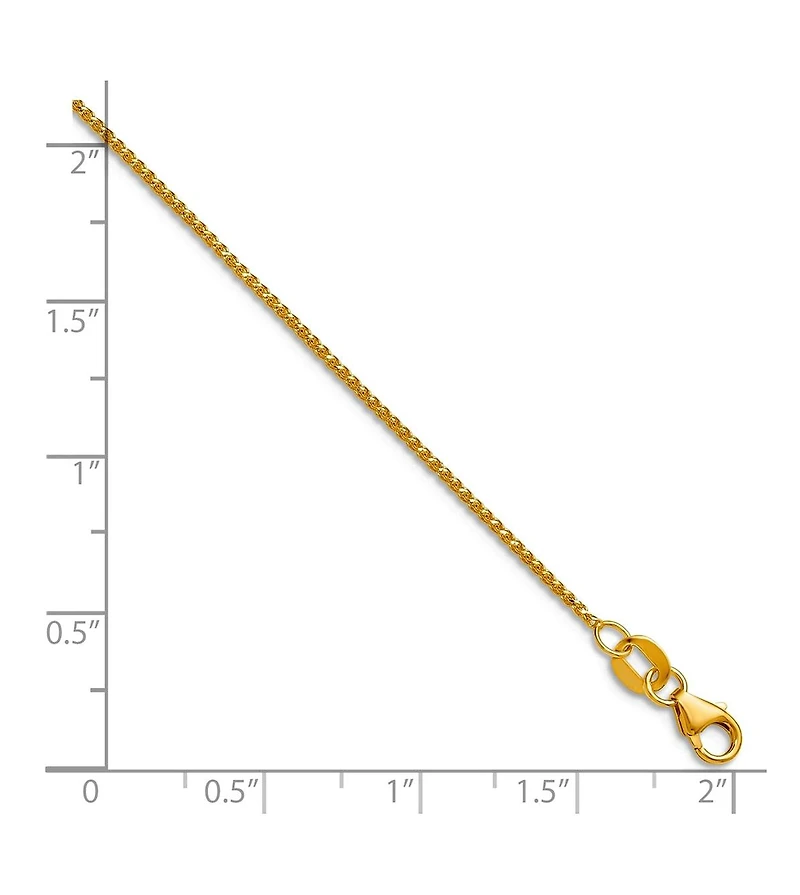 Curata Jewelry Solid 18k Gold Italian 1mm Sparkle-Cut Spiga Chain Necklace 16