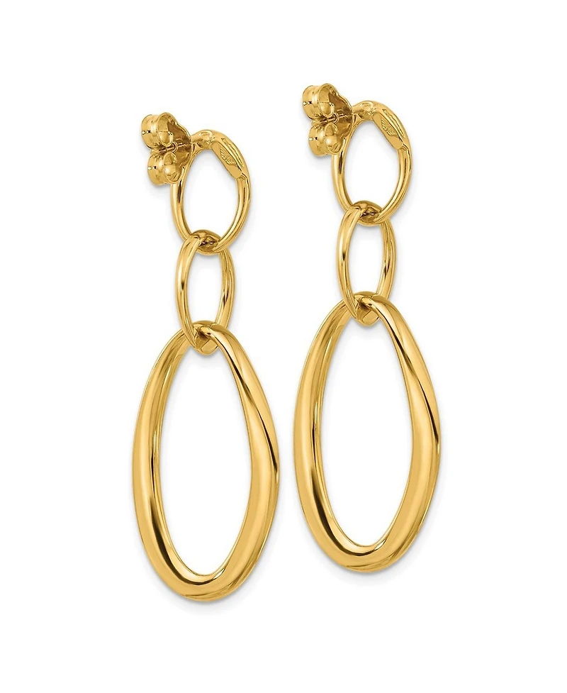 Curata Jewelry Solid 18k Gold Italian 47x16mm Elongated Oval Links Dangle Post Earrings 46.8x15.8mm Wide Dangle Earring