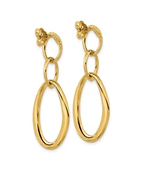 Curata Jewelry Solid 18k Gold Italian 47x16mm Elongated Oval Links Dangle Post Earrings 46.8x15.8mm Wide Dangle Earring