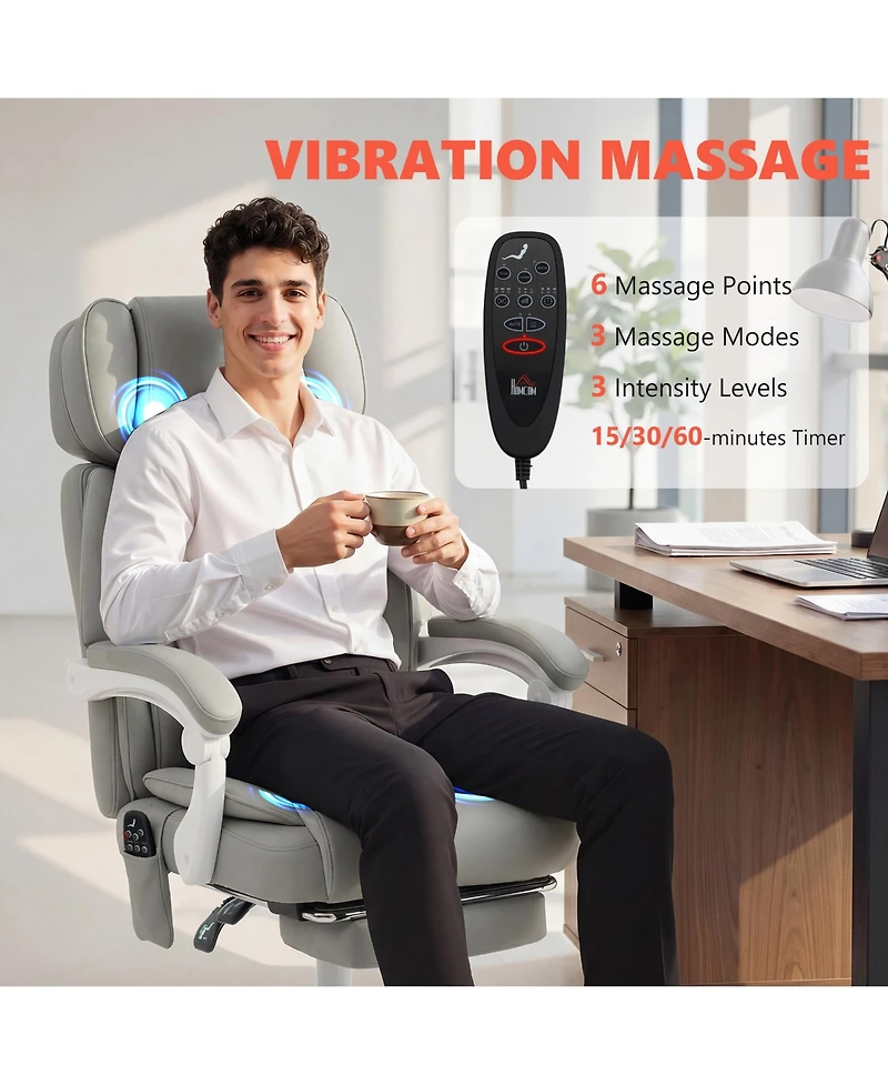Homcom Massage Office Chair with Heat Reclining Function