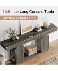 Tribesigns Farmhouse Wood Console Table, with U-Shaped Base