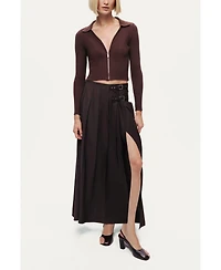 Nocturne Women's Zip-Front Ribbed Knit Top