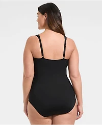 Lands' End Plus Sweetheart Underwire Wrap One Piece Swimsuit