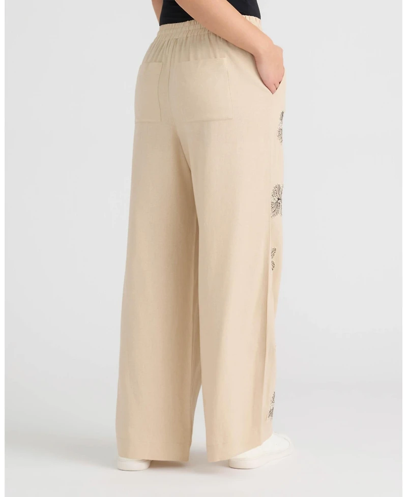 Nvlt Women's Pull On Embroidered Trouser