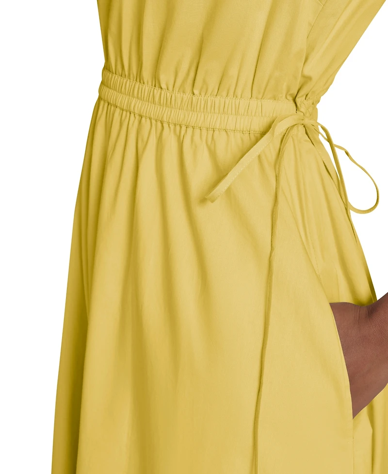 Calvin Klein Women's Cotton Drawstring Sleeveless Midi Dress