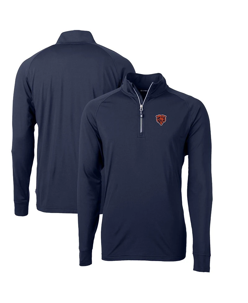 Cutter & Buck Men's Navy Chicago Bears Adapt Eco Knit Stretch Big Tall Quarter-Zip Throwback Pullover Sweatshirt